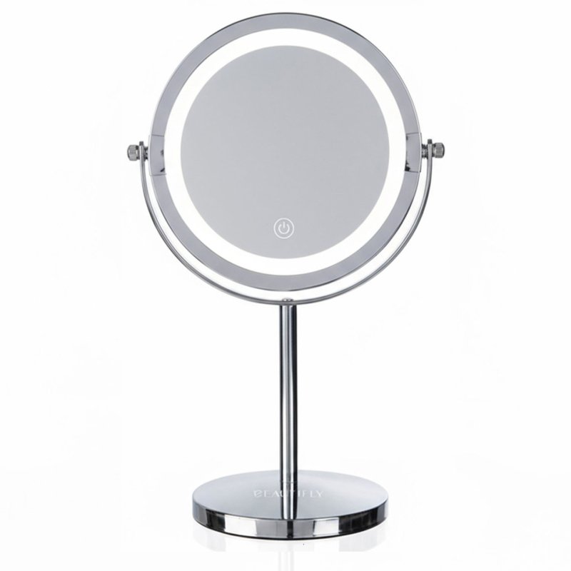 Beautifly - Cosmetic Mirror - Light - Mirror Diameter: 20 cm, Base Diameter: 12 cm, Height: 35 cm