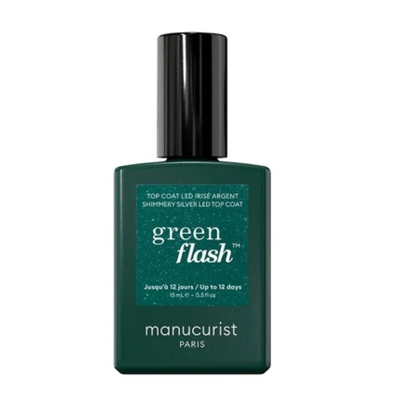 Green Flash Shimmery Silver Top Coat 15ml