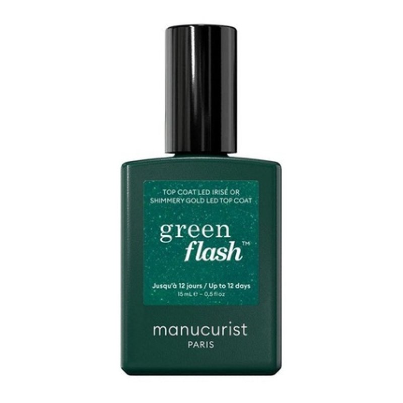 Green Flash Top Coat Shimmery Gold 15ml