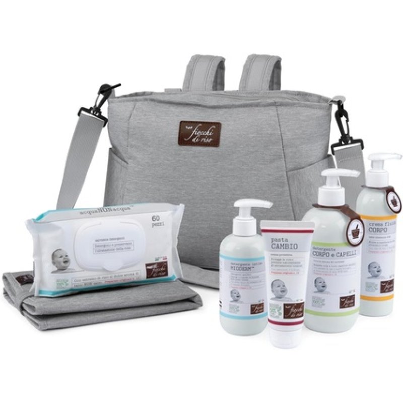 Fiocchi Di Riso Diaper Bag Newborn Skin Care Set Washcloths Diaper Rash Cream Liquid Body Cream Mioderm Intimate