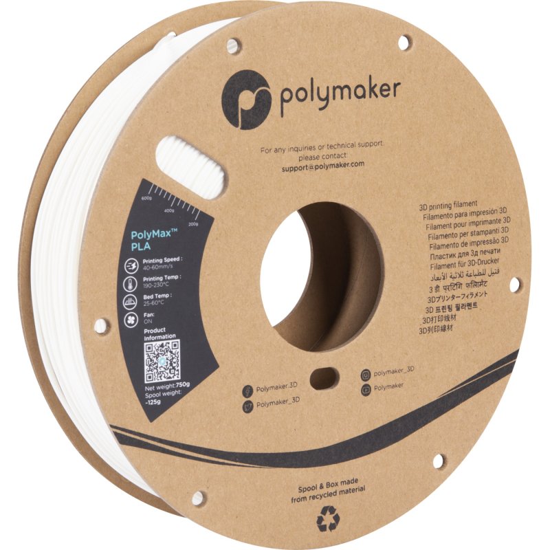 Polymaker PA06002 3D printing material Polylactic acid (PLA) White 750 g