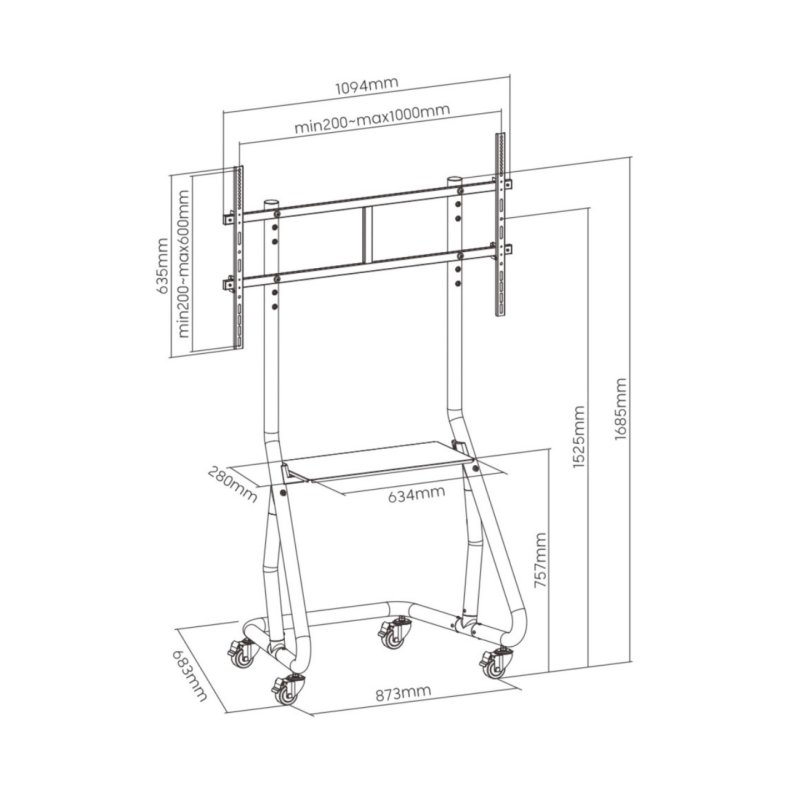 Equip Bodenstandhalter 60"-105"/1TFT 100kg Heavy-Duty gr lite Retail