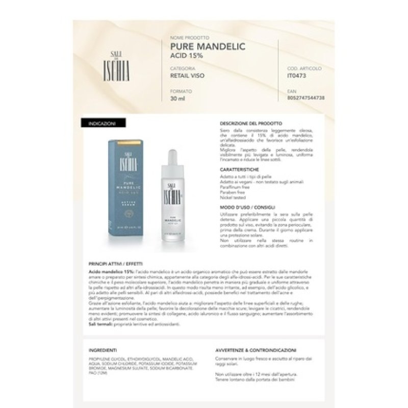 15% Pure Mandelic Acid Face Serum 30ml with Thermal Salts - Exfoliating