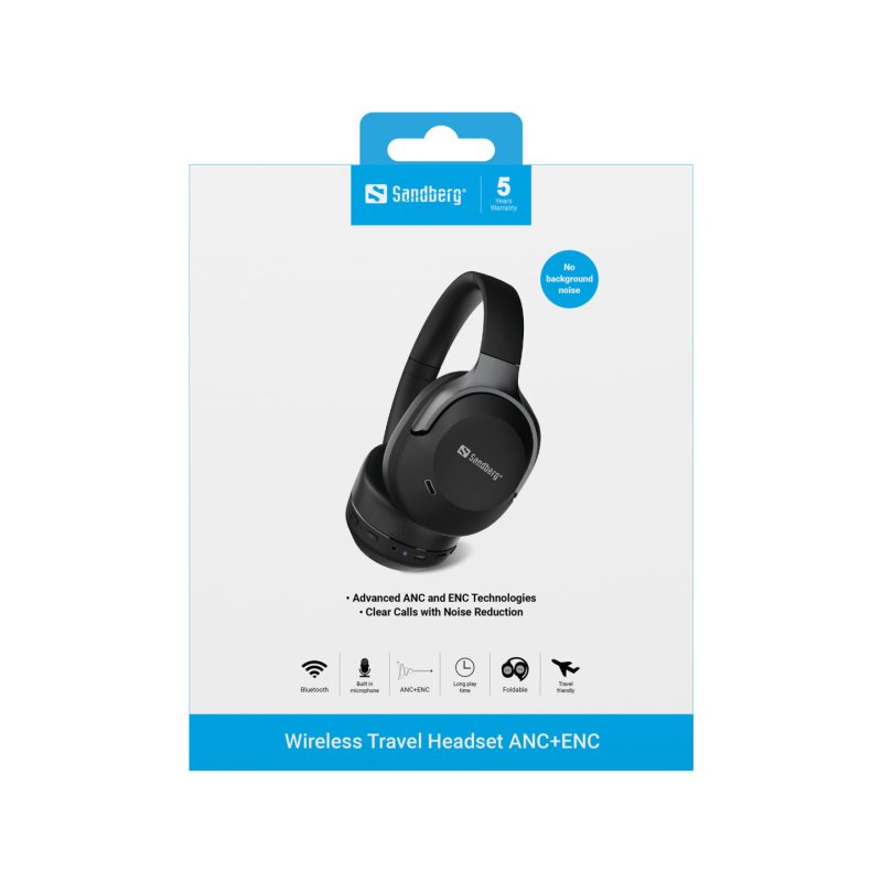 Sandberg 126-53 casque Sans fil Arceau Appels/Musique Bluetooth Noir