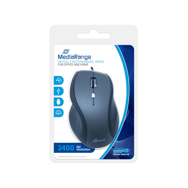 MediaRange MROS202 souris Bureau Droitier USB Type-A Optique 2400 DPI