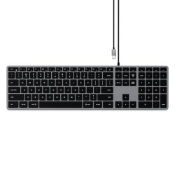 TAS Satechi Slim W3 USB-C Tastatur, Schwarz/Grau, Kabelgebunden, Schweiz, ST-UCSW3M-CH