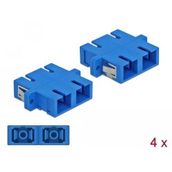 DeLOCK Coupleur de fibre optique SC Duplex femelle à SC Duplex femelle Simple-mode, 4 unités, bleu