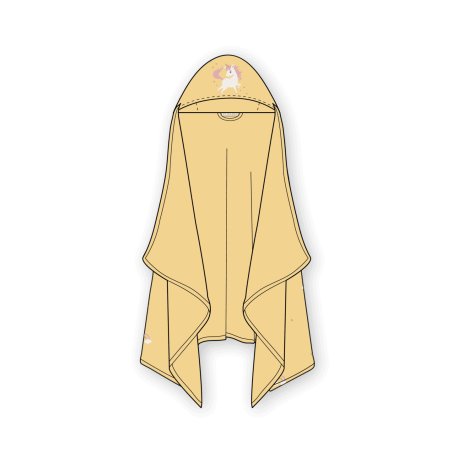 Filibabba - Embroidered hooded towel - Unicorn Shores - Yellow - One size (1-5 years)