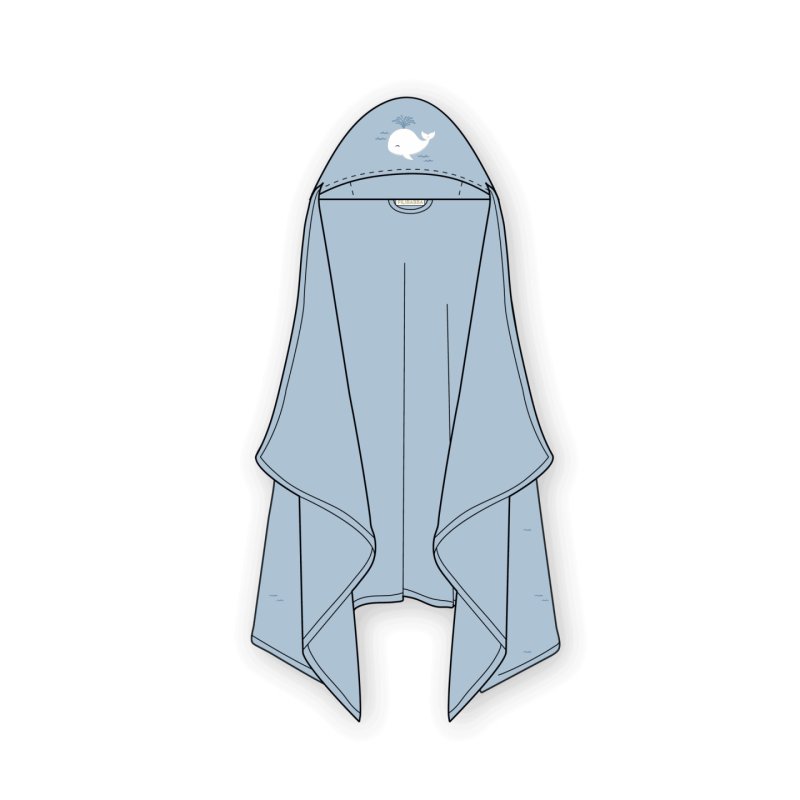 Filibabba - Embroidered hooded towel - Blue - One Size