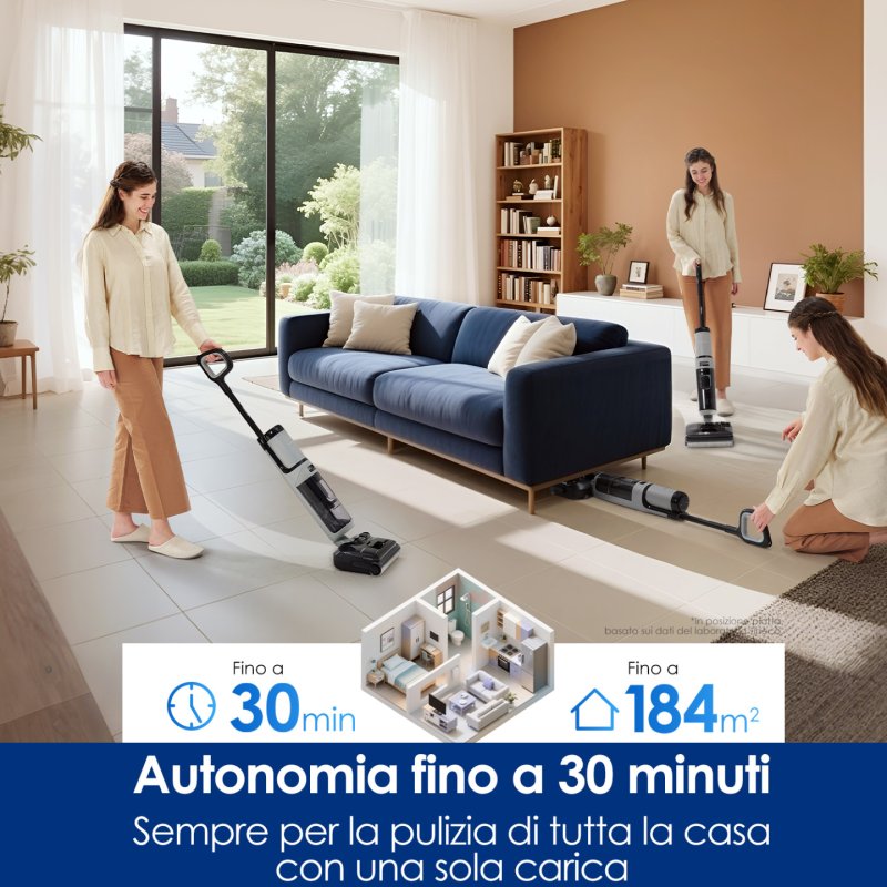 Tineco FloorOne i5 Stretch PLUS Aspirateur traineau Batterie Sec&humide Sans sac Gris 2,5 Ah