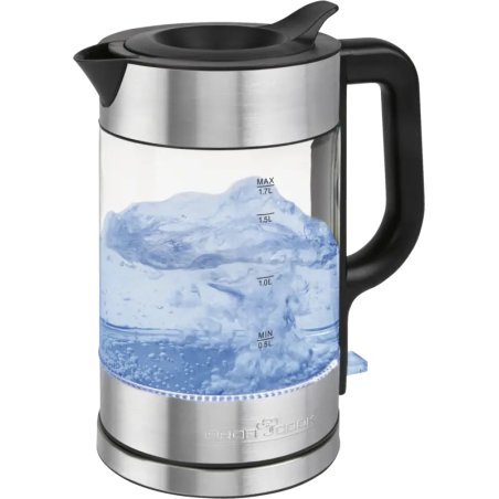 ProfiCook PC-WKS 1322 G bouilloire 1,7 L 2200 W Argent, Noir, Transparent