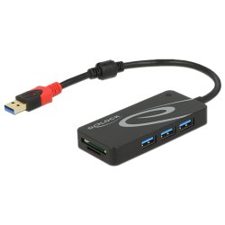 DELOCK Externer USB 3.1 Gen 1 Hub USB Typ-A 3 x USB Typ-A 2 Slot SD Card Reader