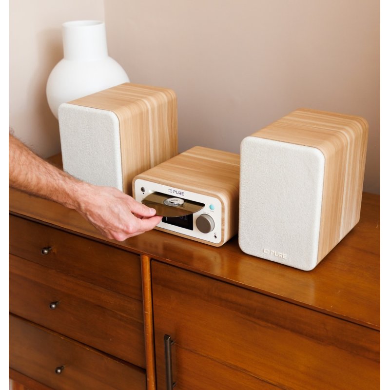 Pure Classic Stereo Mini Système micro audio domestique 40 W Chêne, Blanc