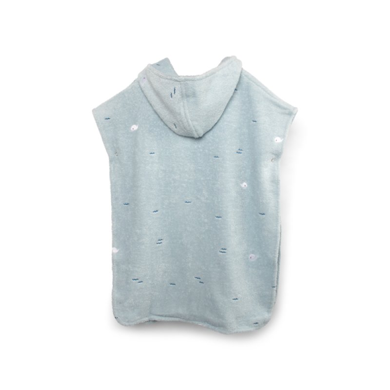 Filibabba - Embroidered Poncho - Blue - One size (1-5 years)