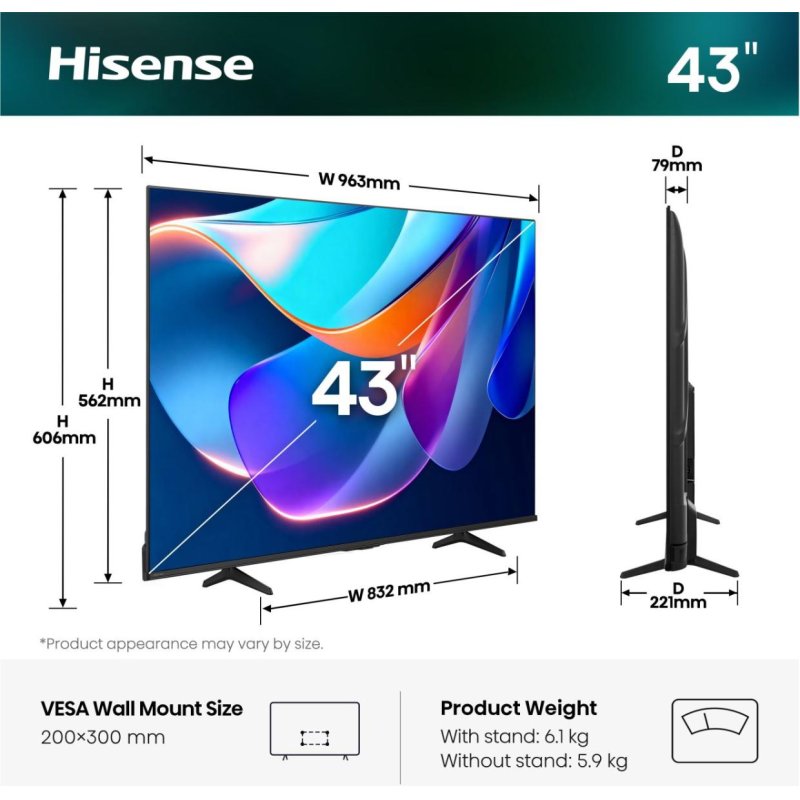 Hisense 50A6S 127 cm (50") 4K Ultra HD Smart TV Wi-Fi Black
