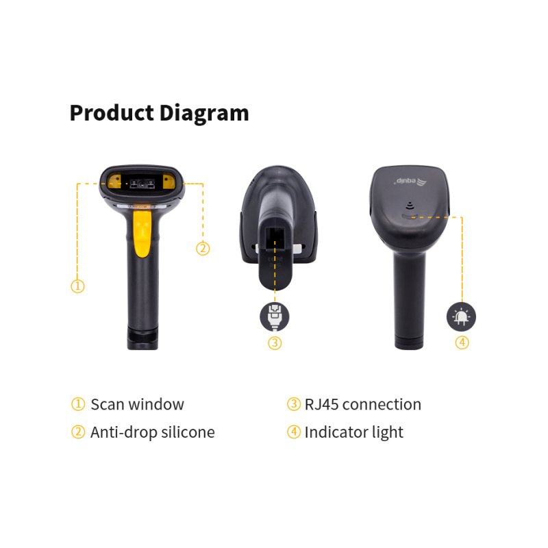 Equip 351020 lecteur de code barres Lecteur de code barre portable 1D LED Noir