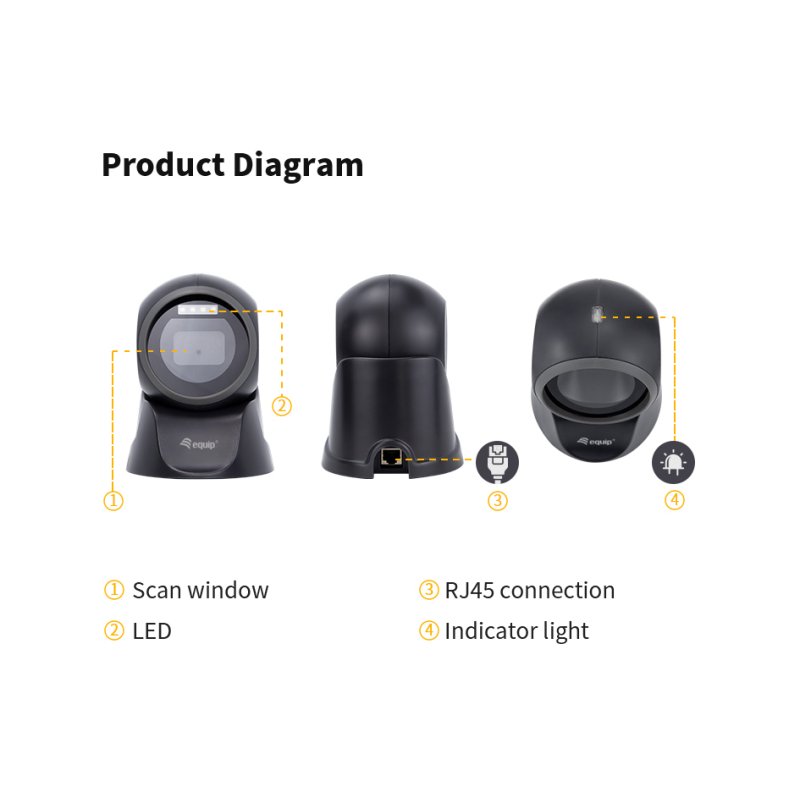 Equip 2D-Omni-Direkt. Desktop Barcodescanner USB schwarz