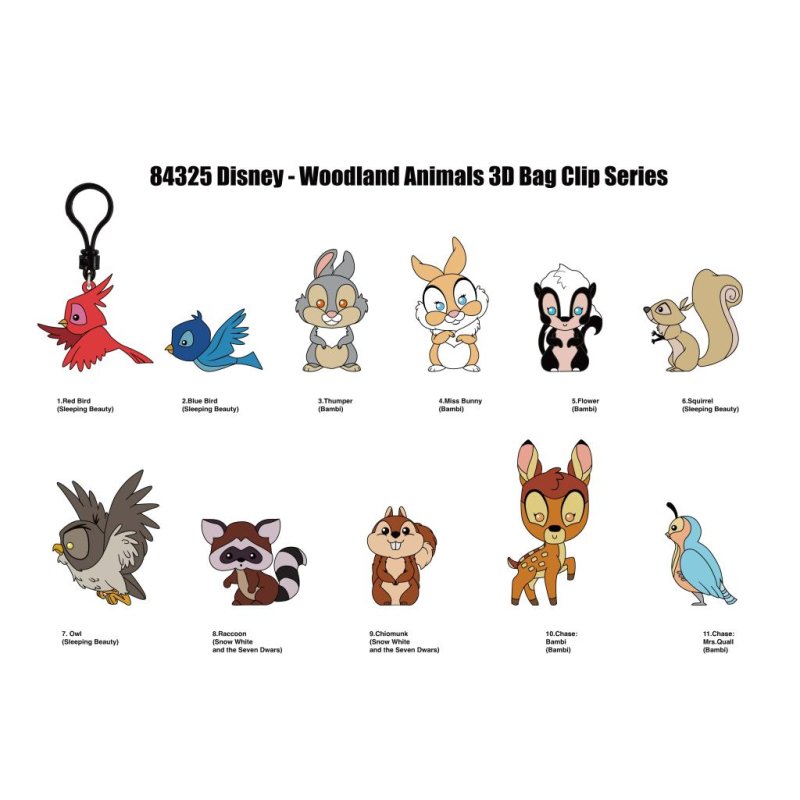 DISNEY - Personnages de la Forêt - 3D Foam Bag Clip (Display 24 Pcs)