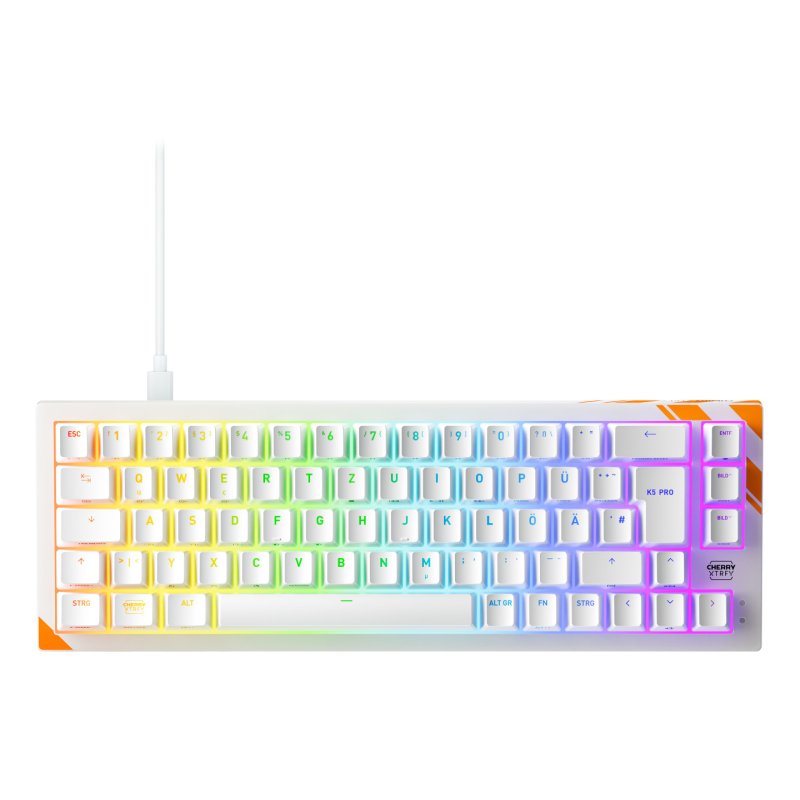 CHERRY K5 PRO TMR COMPACT clavier Gaming USB QWERTZ Allemand Orange, Blanc