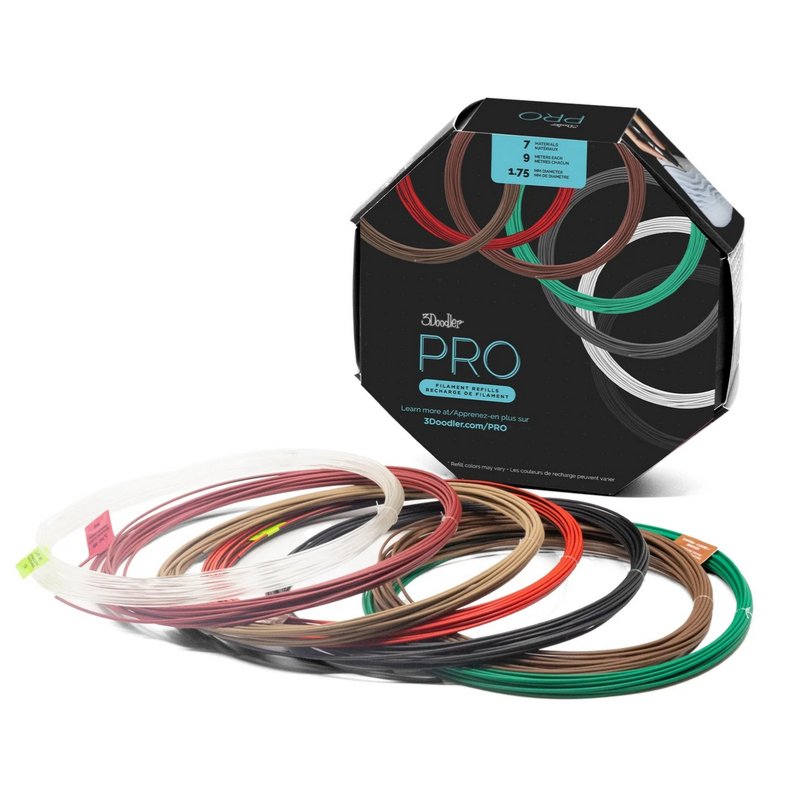 3Doodler PRO-FILLS 3D printing material Copper Polylactic acid (PLA) Polylactic acid-carbon fiber (PLA-CF) Wood