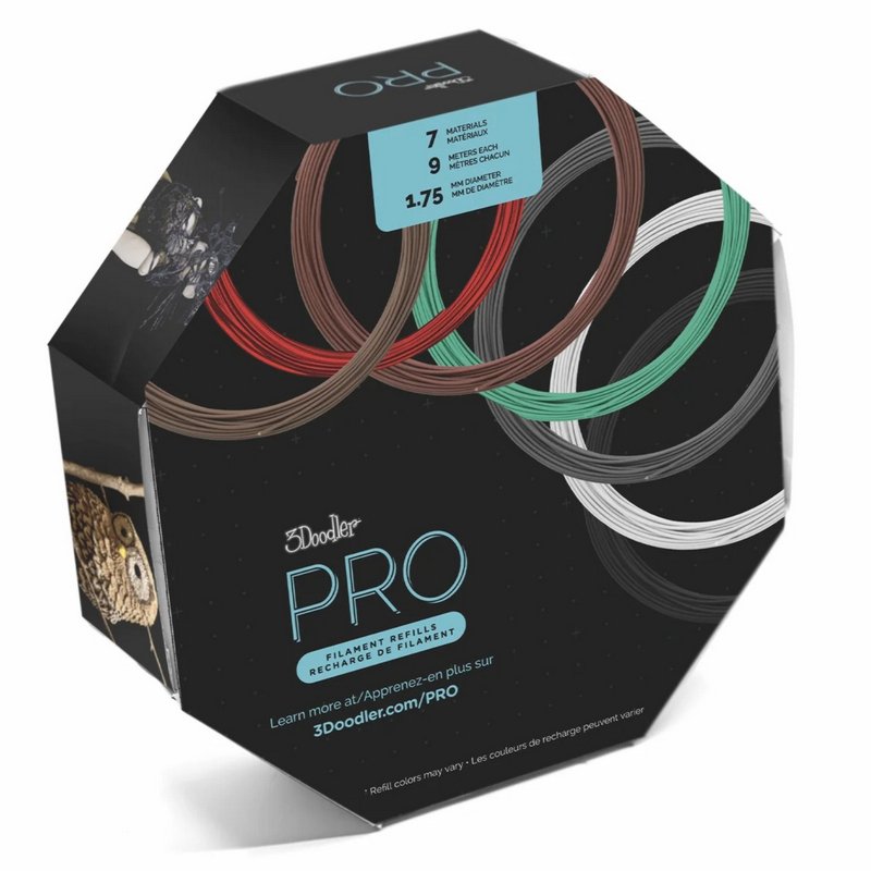 3Doodler PRO-FILLS 3D printing material Copper Polylactic acid (PLA) Polylactic acid-carbon fiber (PLA-CF) Wood