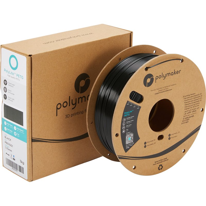 Polymaker PB01001 matériel d'impression 3D PETg (polyéthylène téréphtalate glycolisé) Noir 1 kg
