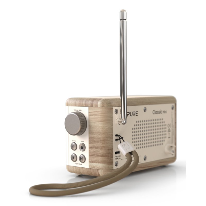 Pure DAB Radio Classic Mini Portable Digital Cream, Wood