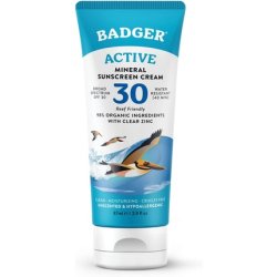 Badger Sunscreen Cream Clear Zinc Organic Ingredients Easy Application Lightweight SPF 30 Unscented 87ml