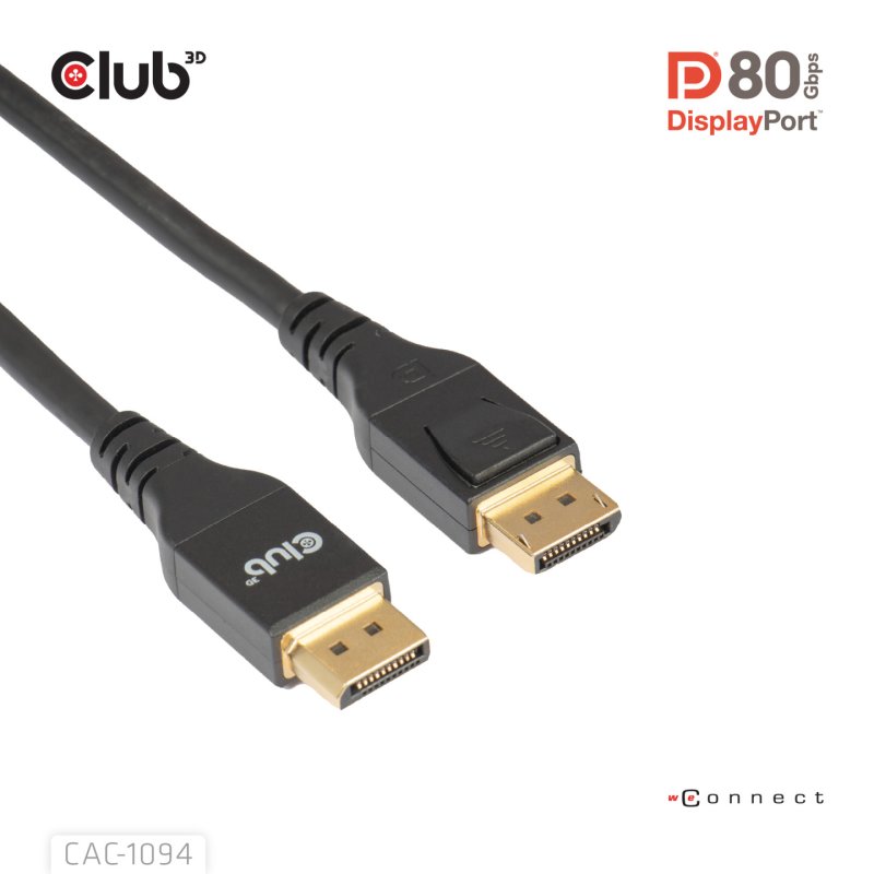 Club 3D DisplayPort 2.1 VESA DP80 Kabel 2m 8K 240Hz St./St. schwarz