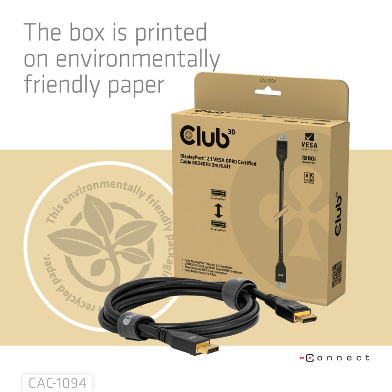 CLUB3D CAC-1094 câble DisplayPort 2 m Noir