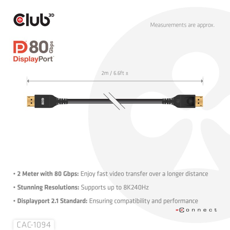 CLUB3D CAC-1094 câble DisplayPort 2 m Noir