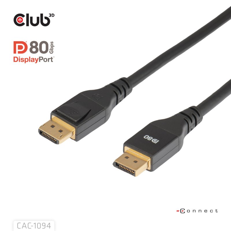 Club 3D DisplayPort 2.1 VESA DP80 Kabel 2m 8K 240Hz St./St. schwarz