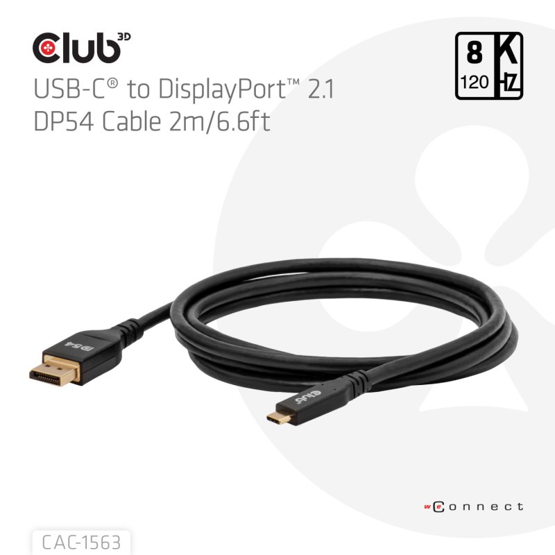 CLUB3D CAC-1563 câble vidéo et adaptateur 2 m USB Type-C DisplayPort Noir