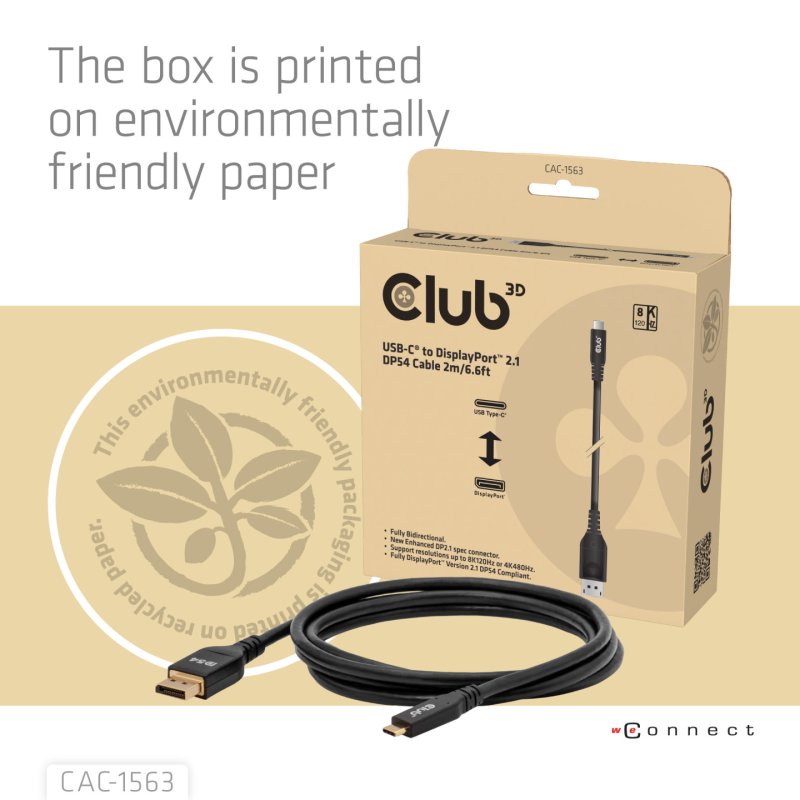 CLUB3D CAC-1563 câble vidéo et adaptateur 2 m USB Type-C DisplayPort Noir