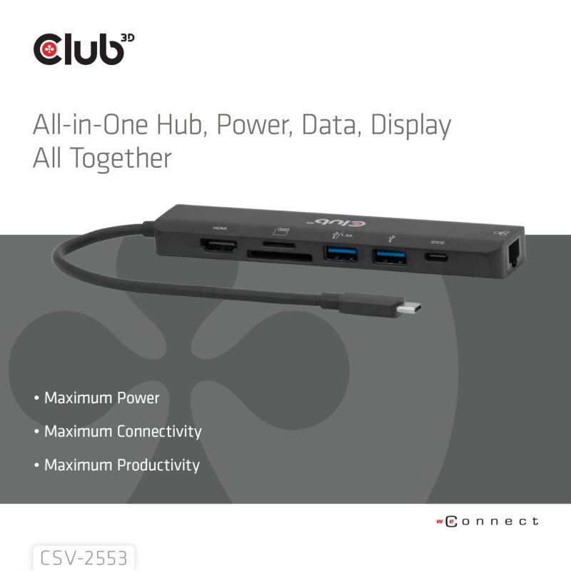 CLUB3D CSV-2553 interface hub USB Type-C 5000 Mbit/s Black
