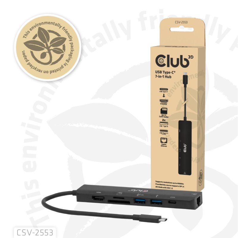 CLUB3D CSV-2553 interface hub USB Type-C 5000 Mbit/s Black