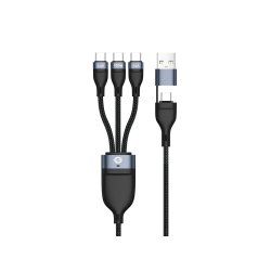 Conceptronic ETTA06B15C 3-in-1 100W Fast Charging Data Cable 1.5M, Triple USB-C, USB 2.0, E-Mark