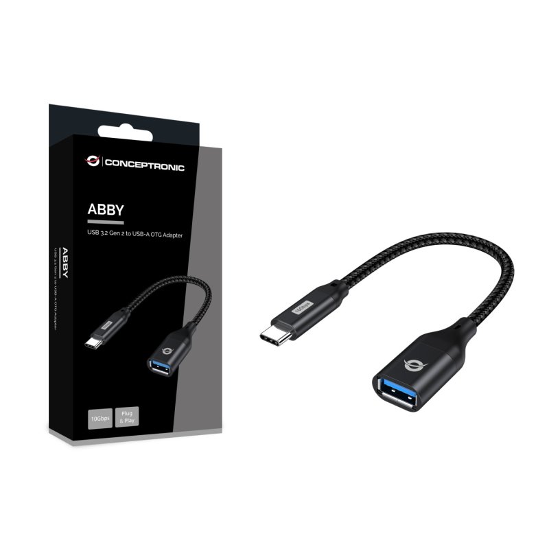 Conceptronic ABBY18B changeur de genre de câble USB-C USB-A Noir