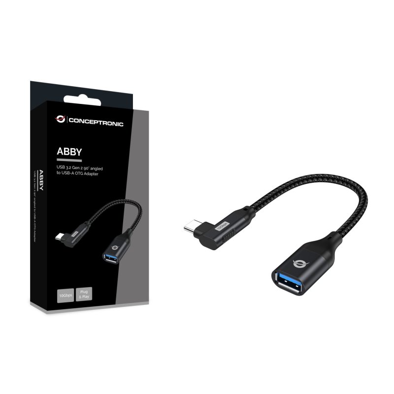 Conceptronic ABBY19B USB 3.2 Gen 2 90° angled to USB-A OTG Adapter