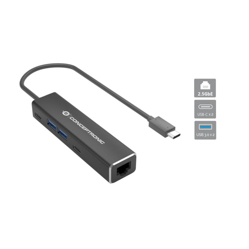 CONCEPTRONIC Adapter USB-C3.2-2.5GbE/2xC/2xA 5Gbs 0.15m sw
