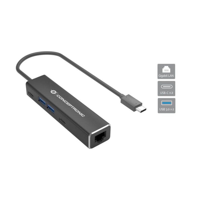 CONCEPTRONIC Adapter USB-C3.2-GbE/2xC/2xA 5Gbs 0.14m sw