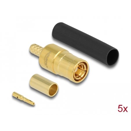 SMB Stecker zum Crimpen RG-174 / RG-316 mit passendem Schrumpfschlauch - 5 Stück