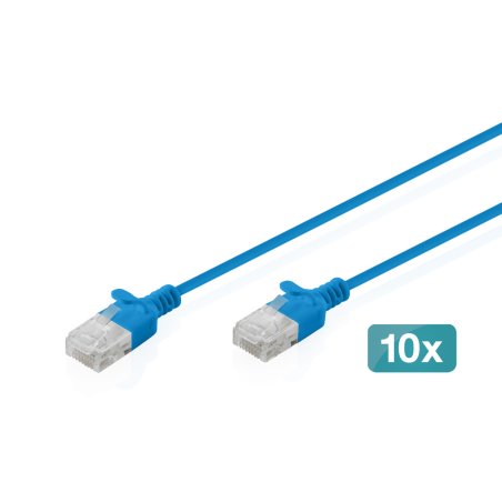 CAT 6 U-UTP Slim Patchkabel, 1 m, Blau, 10 Stück