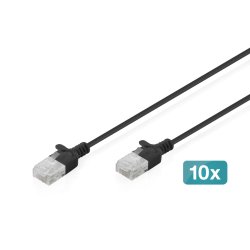Digitus CAT 6 U-UTP Slim patch cable, 1 m, black, 10 pieces