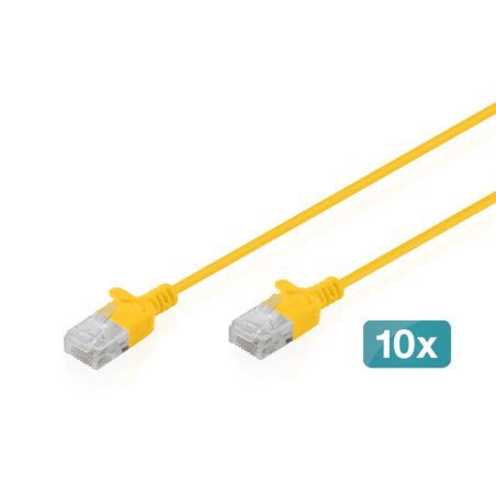 Digitus CAT 6 U-UTP Slim patch cable, 5 m, yellow, 10 pieces