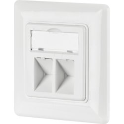 Netzwerkdose 2-fach für Keystones, Weiss, RAL 9003