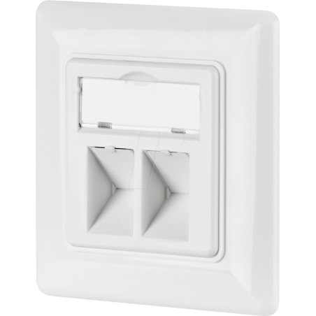 Netzwerkdose 2-fach für Keystones, Weiss, RAL 9003