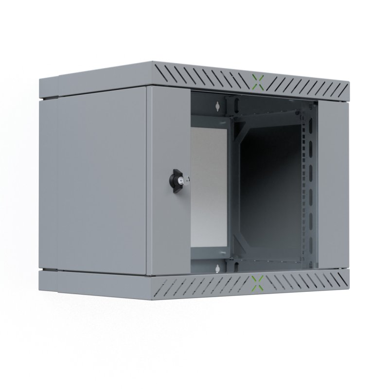 19" Wandgehäuse X-Rack mit Glastür 400-600mm 9HE grau