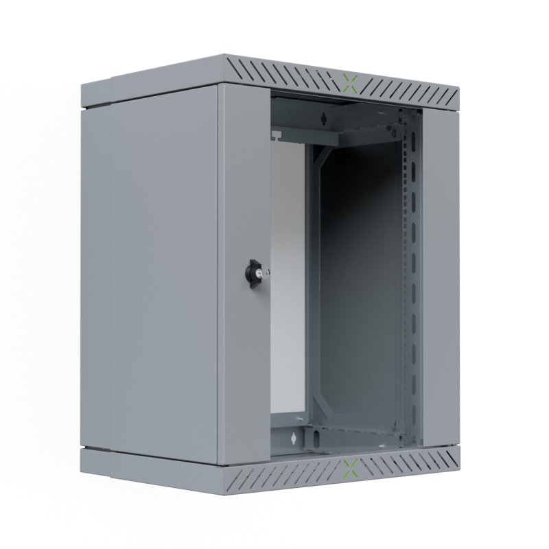19" Wandgehäuse X-Rack mit Glastür 400-600mm 15HE grau