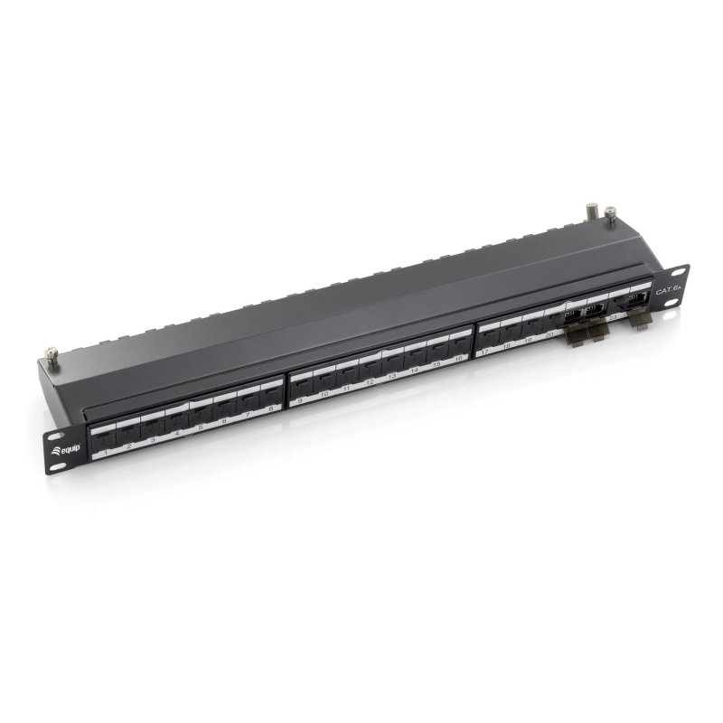 19" Patchpanel 24xRJ45 Cat6a FTP 1U 500MHz RAL9005